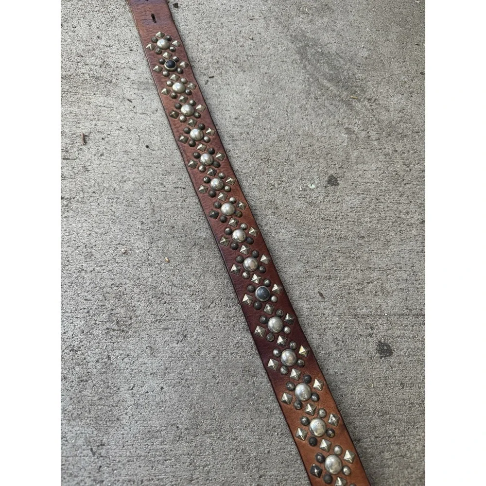 HTC Leather Belt Studded Brown Size 42 Rockabilly 40s 50s Vintage Style